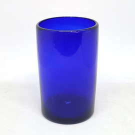 MexHandcraft Solid Cobalt Blue 14 oz Drinking Glasses (set of 6), Recycled Glass, Lead-free, Toxin-Free (14oz Drinking)