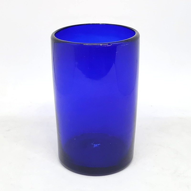 MexHandcraft Solid Cobalt Blue 14 oz Drinking Glasses (set of
