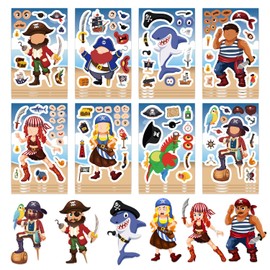 Pirate Make a Face Stickers for Kids – 24 Sheets Mix & Match Make Your Own Stickers for Kids Party Favors, Birthday Goodie Bag Fillers, Classroom Rewards, Scrapbooking