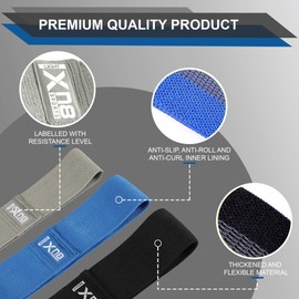 XN8 Resistance Bands Booty Band Set of 3 - Fabric Resistance Bands for Glutes, Hips and Legs Exercise and Fitness, Yoga, Pilate, Sport, Physiotherapy and Recovery - Men & Women