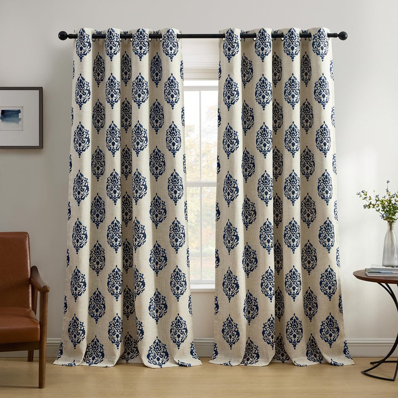 Elrene Home Fashions Navara Medallion Room-Darkening Window Curtain, Single Panel,
