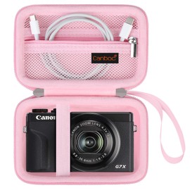 Canboc Camera Case for Canon PowerShot G7 X Mark III/ G7X Mark II Digital 4K Vlogging Camera, Point and Shoot 4K Video Camera Bag, Zipper Mesh Pocket fits USB Cable, Batteries, Pink