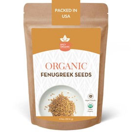 SPICY ORGANIC Fenugreek Seeds 4 lbs. - Whole Methi Seeds for Tea, Hair Care, and Indian Spice Cooking - USDA Certified Organic, Non-GMO, Gluten-Free. Packaged in a Resealable Pouch