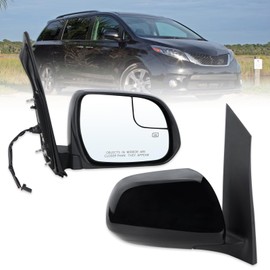 Lqtio Right Passenger Side Mirror Compatible With 2015 2016 2017 2018 2019 2020 Toyota Sienna With Manual Folding Power Glass Heated Black Replace#87910-08150(5Pins)