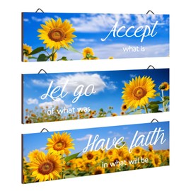 Wood Decor Sign, Wall Room Decor Art, Living Room Home Bedroom Decorations Gift, House Warming Gifts New Home Modern Sign (Accept)