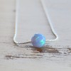 Blue Opal Ball Necklace sterling Silver delicate Jewelry 16" length