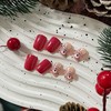 Christmas Press on Nails Short Square Red Fake Nails with
