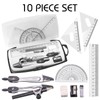 Maths Set, 10pcs Maths Set in Carry Case, Geometry Compasses