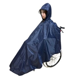Domestic Nursing Care Brand, Raincoat for Wheelchairs, Poncho Type, Reflective Material, Includes Visor, Storage Bag Included