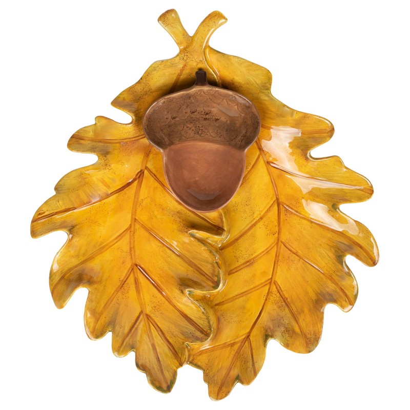 Leaf and Acorn Autumn Yellow 15 x 13 Dolomite Ceramic