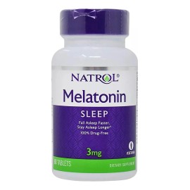 Natrol Melatonina Calcio 3 Mg 60 Tabs Descanso Profundo Sin sabor apoya patrones de sueño y descanso saludables El cuerpo libera naturalmente melatonina en respuesta a los cambios en la luz
