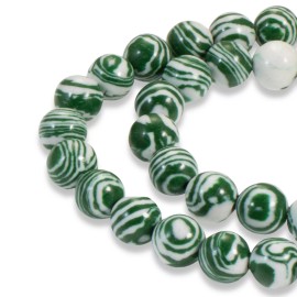 Eye-Catching Green White Malachite 8mm Round Stone Beads for Jewelry Making