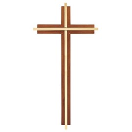 Christian Brands Crucifixes - Wooden Wall Cross with Extended Inlay, 10" H, Walnut & Gold