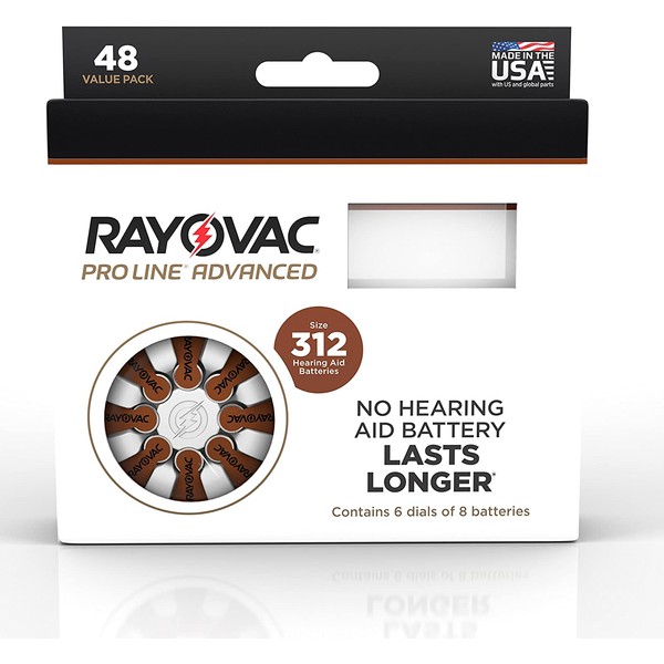 Rayovac Proline Advanced Mercury-Free Hearing Aid Batteries44; Box - 4844; Size 312