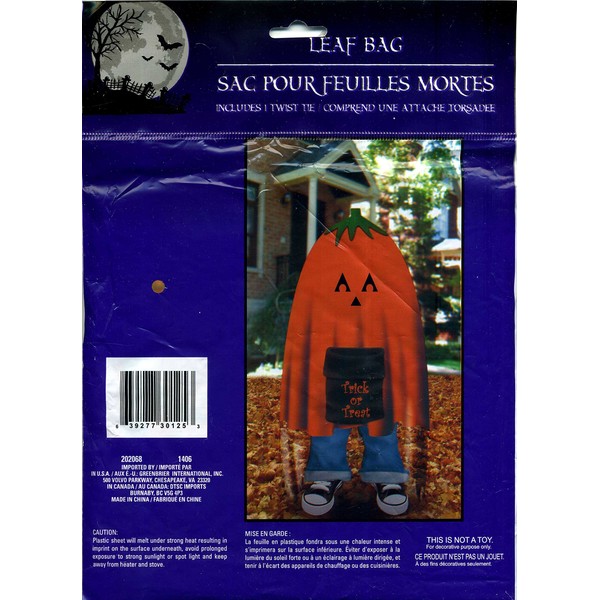 3 PACK Halloween Leaf Bag Lawn Decorations (PUMPKIN,TRICK OR TREAT, TRICK OR TREAT GHOST)