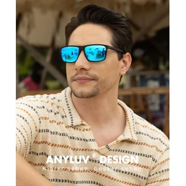 ANYLUV Polarised Sunglasses Men Women Outdoor Sunglasses Unisex Retro Black Glasses UV400 Driving Hiking Golf, A04 Grey/Silver+Ice Blue/Black