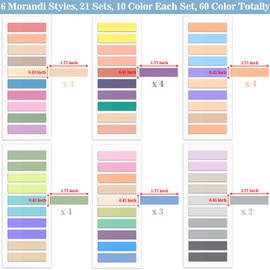 SIQUK 4200 Pieces Sticky Tabs for Annotating Books Tabs Morandi Sticky Flags Clear Transparent Page Markers Strip Page Flags Colored Tabs Writable and Repositionable Book Annotation Tabs