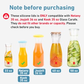 4 Pack Carafe Lids Only Fit 3.27-3.28 inch Glass Carafe, Silicone Glass Carafe Lids Replacement, Glass Carafe Lids Only, Please Check before you Buy