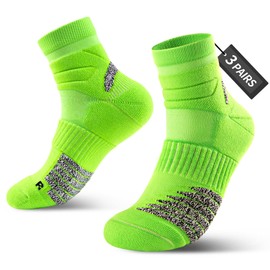 Bbfrey Thick Padded Compression Quarter Athletic Socks with Max Cushion Anti-Blister - Pickleball Basketball Running 3 Pairs
