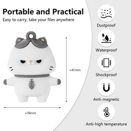 GARRULAX USB Flash Drives, 16GB/32GB/64GB/128GB Silicone USB2.0 High Speed Thumb Memory Stick Pen Date Storage Pendrive U Disk (Cat, 128GB)