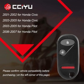 cciyu 1PC 3 Buttons Keyless Entry Remote Fob Replacement for Honda for Civic for Honda for Pilot (NHVWB1U521)