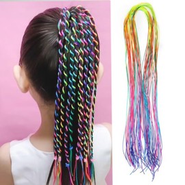 30Pcs MultiColorful Hair Wrap String For Braids, Rainbow Braiding Hair Tie, Gradient Color Hair Rope Band, Hair Elastics and Ties Girls Braids Hair Styling Accessories