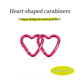 munkees Heart-Shaped Carabiners Key Chain Backpack Buckle, Fashion, Aluminum Alloy Key Ring 2-Pack,Red