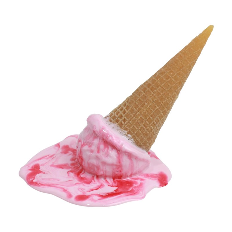 Fake Strawberry Ice Cream Cone Joke Spill with Strawberry Swirl