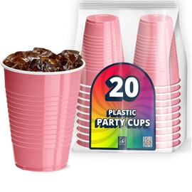DecorRack Party Cups 12 oz Disposable Plastic Cups for Birthday Party Bachelorette Camping Indoor Outdoor Events Beverage Drinking Cups