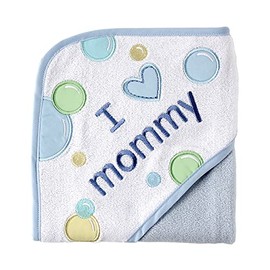Luvable Friends Unisex Baby Hooded Towel, Blue Mom, One Size