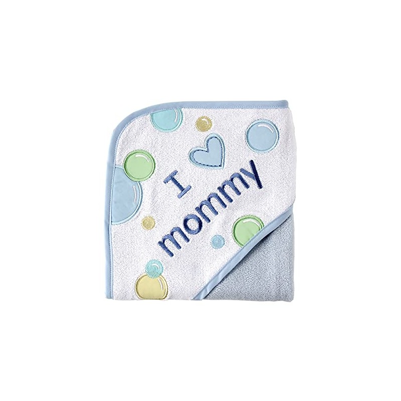 Luvable Friends Unisex Baby Hooded Towel, Blue Mom, One Size
