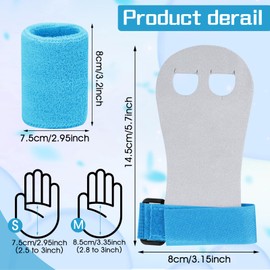 Abeillo 2 Gymnastics Grips Wristbands Sets for Girls Youth Kids, Gymnastic Hand Grips Gymnastic Bar Palm Protection and Wrist Support Sports Accessories for Kids Workout and Exercise (Blue, M)