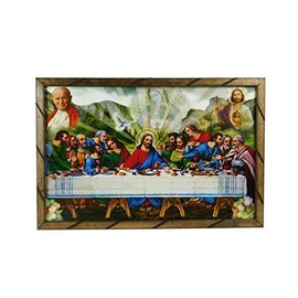 36"x24" Cuadro La Ultima Cena San Judas, El Papa Marco de Madera Rustico para Colgar 2436R Hecho Mexico
