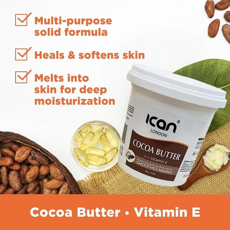 ican London Cocoa Butter With Vitamin E 24hr Moisturizing, Smoothes