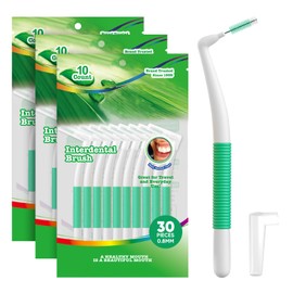 Annauiy 90° L-Shaped Interdental Brushes, Pack of 30, Standard Size, for 0.8 mm Teeth Cleaning Spaces, Interdental Brushes, People with Medium Gap