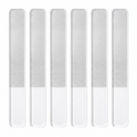 6PCS Clear Squared Nano Glass Nail Shiner Nail Shine Buffer Polisher Nail Files with Storage Case for Natural Nails