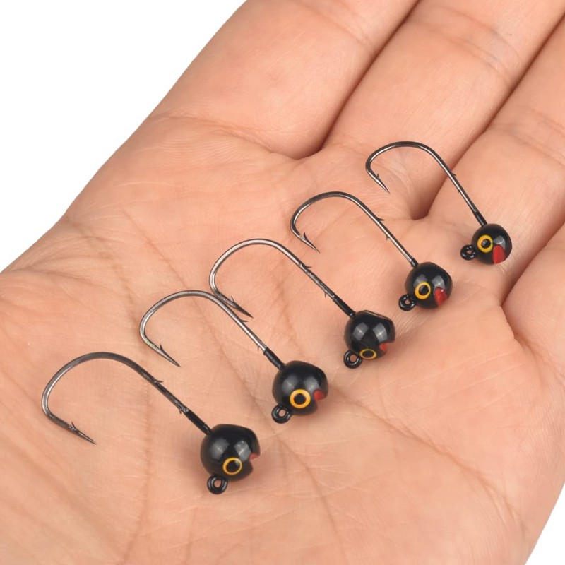 MUUNN 10Pcs Tungsten Jig Head Fishing Hooks， Weedless Round Jig