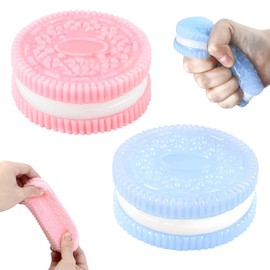 DAQI Juguete de Alivio de Estrés, Paquete de 2 Juguete Sensorial para Aliviar el Estrés y Ansiedad, Taba Squishy de Galletas Juguetes Sensorial para Niños y Adultos (Rosa y Azul)