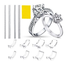 DOBLE G BRANDS. Ajustador de tamaño de anillos. Accesorio reductor del tamaño del anillo, protector, ajustador. Paquete de 15 piezas, diferentes tamaños. Juegos de tensor de silicona.