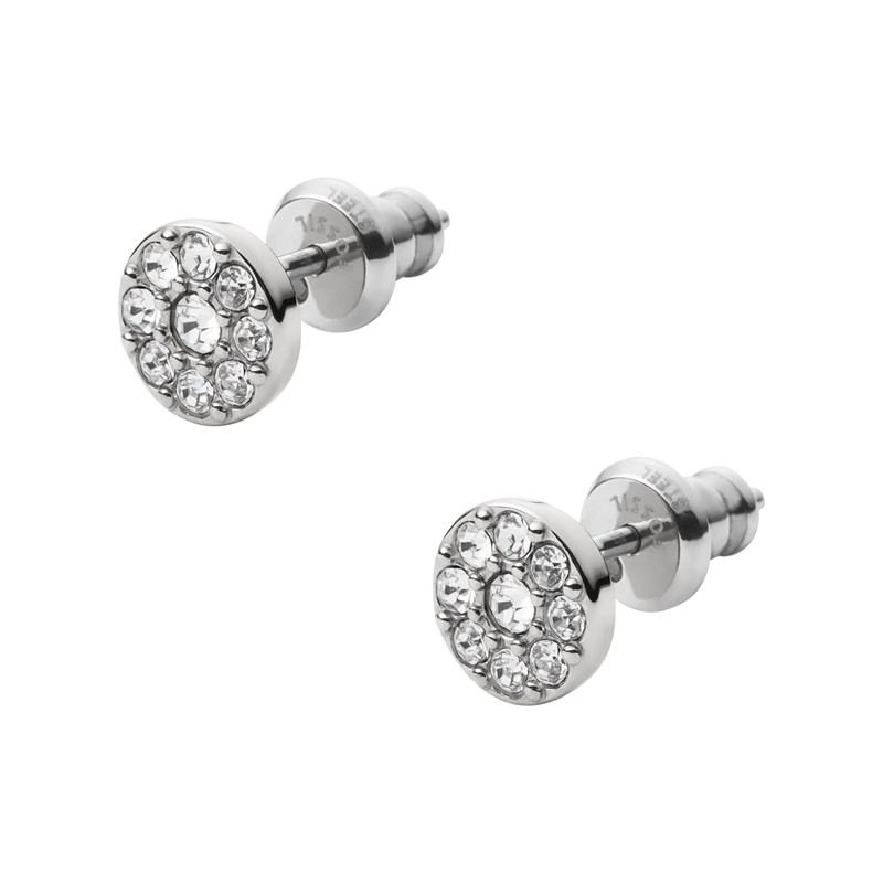 Fossil Disc Silver Stud Earrings