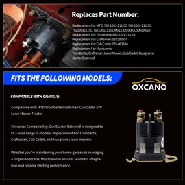 OXCANO Starter Solenoid Relay 762-1261-211-50 762-1261-211-51 Compatible with MTD Lawn Mower Tractor Replace# Trombetta 862-1241-211-12 Craftsman 532192507 Cub Cadet 725-06153A