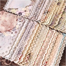 Diuhofart 30 Sheets Lace Edged Vintage Scrapbook Paper, Assorted Set - 3 Pack Background Decorative Paper Ephemera for Junk Journaling Supplies, Scrapbooking, Collage, Stationery Letter Writing