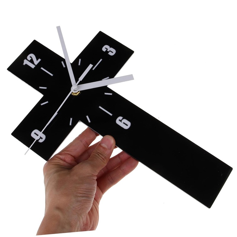 Ciieeo Mute Wall Clock Novelty Cross Shaped Decorative Clock for
