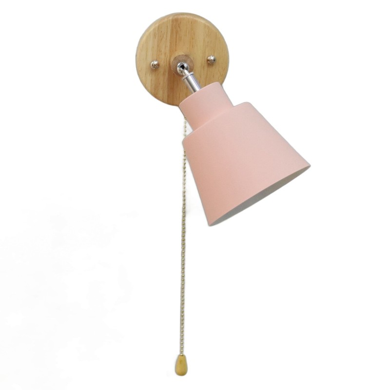 Macaron Bedside Wall Lamp Space Saving Pink Lampshade Wall Sconces