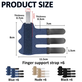 NICEIN Fingerschiene, 6 Stück Fingerglätter, Verstellbare Finger Schiene, Wiederverwendbare Daumenschiene, Fingerbandage für Gebrochene Finger & Arthrose Schmerzlinderung (blau+schwarz+weiß, 6pcs)