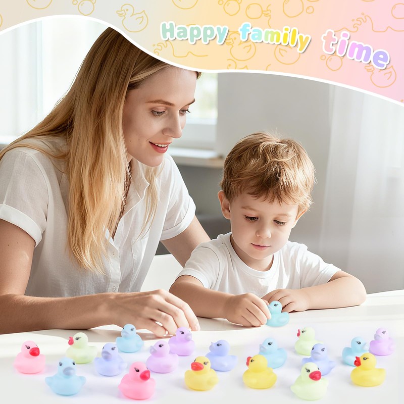 Mini Rubber Ducks 60 Pack Bulk Small Squeaky Float Bath
