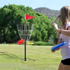 Topeakmart Disc Golf Set 12 Chain Disc Target Basket Portable with Discs for Outdoor Black