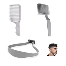 Barber Tool Barber Fade Comb for Hair Styling Treatment Comb for Beginners Home Use, Unisex, Easy to Use, 2 Combs + 1 Hair Tie (Set of 3)