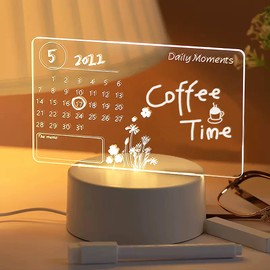 10L0L Transparent Luminous Light Acrylic Note Board Can Wipe Message Small Whiteboard Home Memo Prompt Desktop Writing Christmas Birthday Gift for Girls Gift