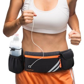 Jueachy Running Belt with Water Bottle Holder: Detachable Bottle Pouch - Slim Running Belt - Large Capacity No Bounce for Walking(Bottles NOT Included)
